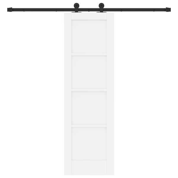 Puerta Corredera con Set de Herrajes Blanca 61x198.5 cm de Madera Maciza de Pino M 4