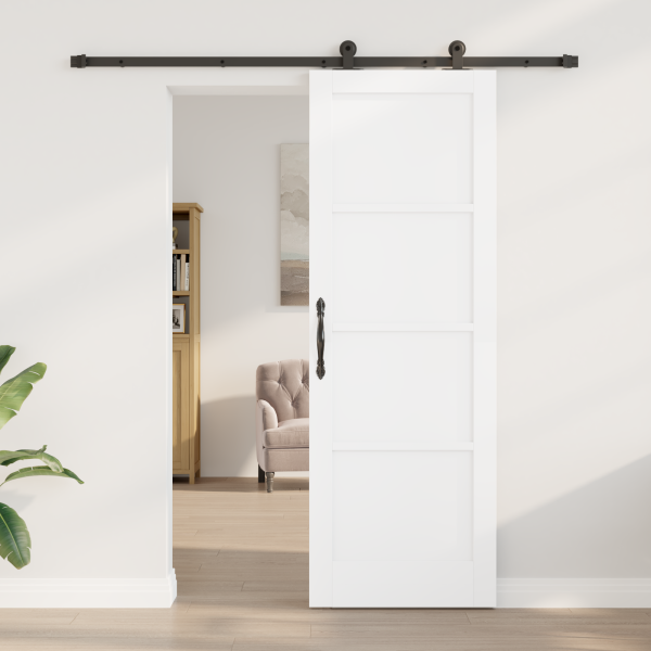 Puerta deslizante  con juego de herrajes blanca 73.5x211 cm de madera maciza de pino M 3