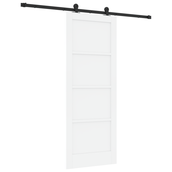 Puerta Corredera con Juego de Hardware Blanca 78x202 cm de Madera Maciza de Pino M 2