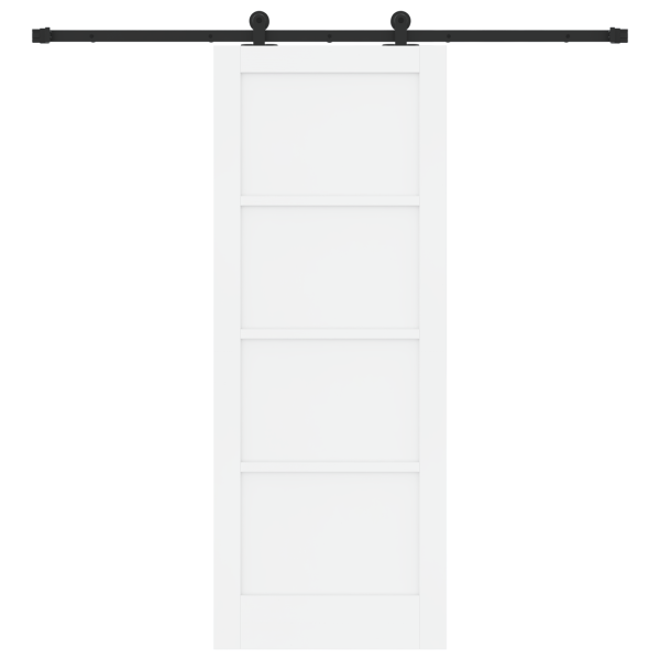 Porta de Correr com Conjunto de Ferragens Branca 78x202 cm Madeira Sólida de Pinheiro M 4