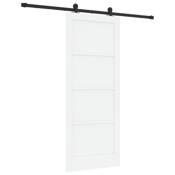 Puerta Deslizante  con Juego de Herrajes Blanca 83x202 cm Madera Maciza de Pino M 2