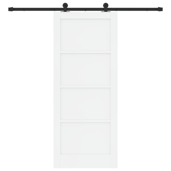 Puerta Deslizante  con Juego de Herrajes Blanca 83x202 cm Madera Maciza de Pino M 4