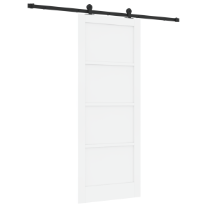 Puerta Corrediza  con Juego de Herrajes Blanca 83x211 cm Madera Maciza de Pino H