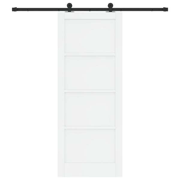 Puerta Corrediza  con Juego de Herrajes Blanca 83x211 cm Madera Maciza de Pino M 4