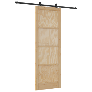 Porta Deslizante  com Conjunto de Hardware 83x232 cm Madeira Sólida de Pinho H