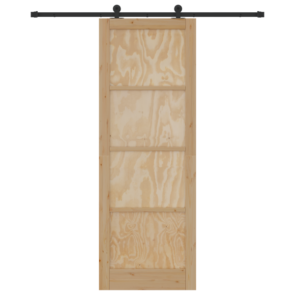 Porta Deslizante  com Conjunto de Hardware 83x232 cm Madeira Sólida de Pinho M 4