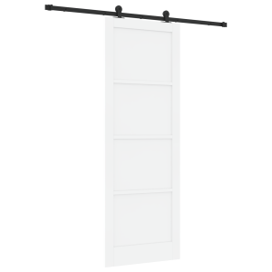 Puerta Corrediza con Juego de Hardware Blanca 83x232 cm Madera Maciza de Pino H