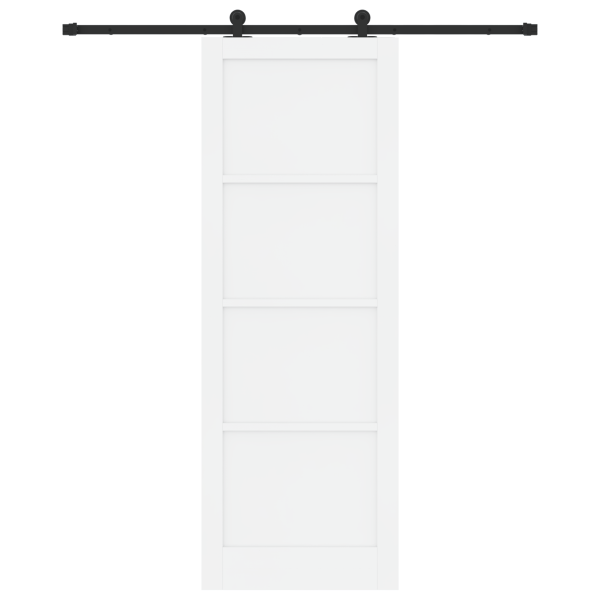 Porta de Correr com Conjunto de Hardware Branca 83x232 cm Madeira Sólida Pinho M 4