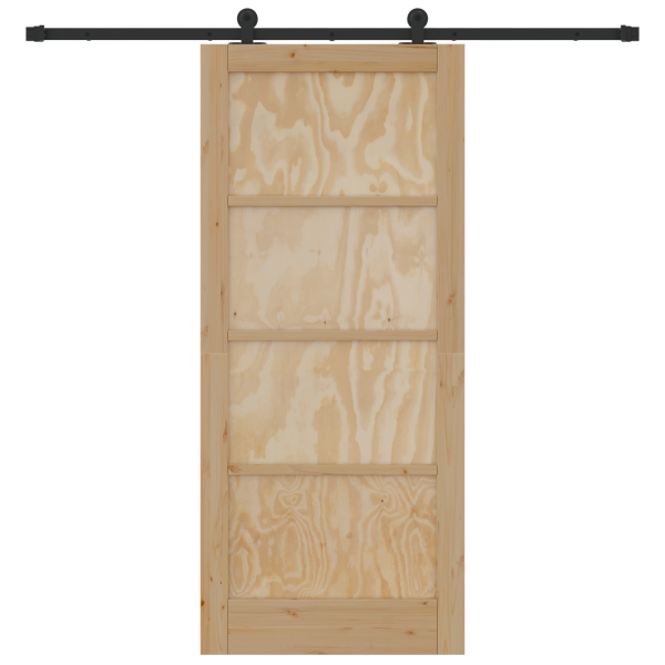 Puerta Corredera  con Juego de Accesorios 86x198.5 cm Madera Maciza de Pino M 4
