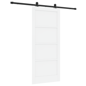 Puerta Corrediza con Juego de Hardware Blanca 86x198.5 cm Madera Maciza de Pino H