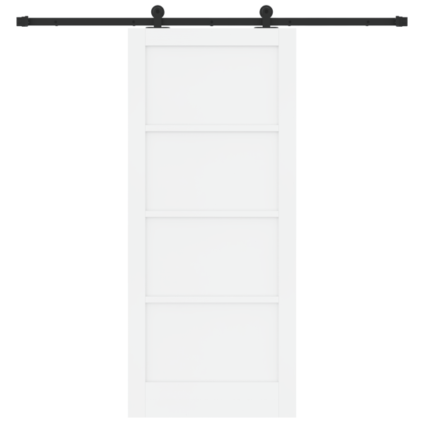 Puerta Corrediza con Juego de Hardware Blanca 86x198.5 cm Madera Maciza de Pino M 4