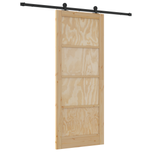 Porta Deslizante com Conjunto de Hardware 86x211 cm de Madeira Sólida de Pinheiro H