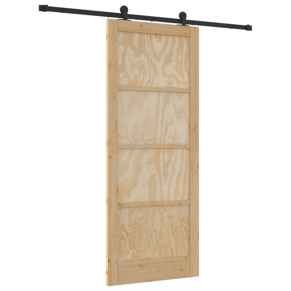 Porta Deslizante com Conjunto de Hardware 86x211 cm de Madeira Sólida de Pinheiro M 2