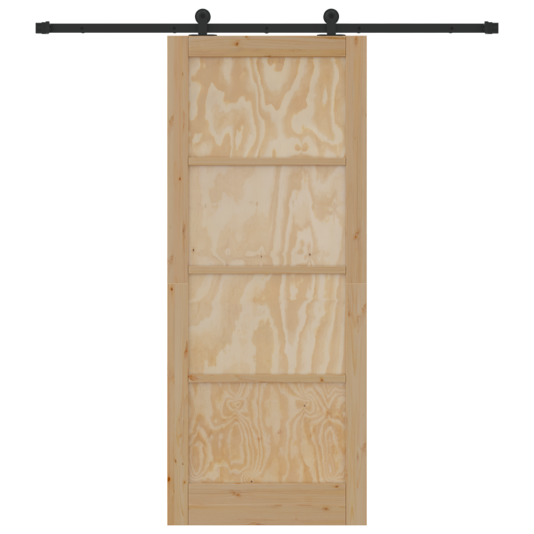 Puerta Corrediza  con Juego de Hardware 86x211 cm de Madera Maciza de Pino M 4