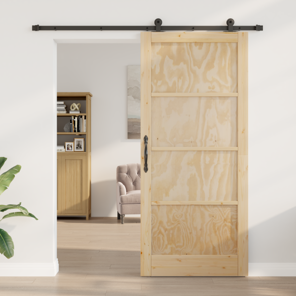 Puerta corrediza  con kit de herrajes 93x211 cm Madera maciza de pino M 3