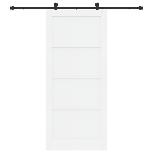 Porta Deslizante com Conjunto de Ferragens Branca 93x211 cm Madeira Sólida de Pinho M 4