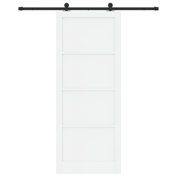 Puerta Corredera con Juego de Herrajes Blanca 93x232 cm Madera Sólida Pino M 4