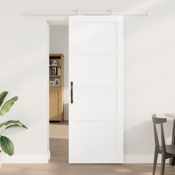 Puerta corrediza  con juego de herrajes blanca 78x211 cm de madera maciza de pino D