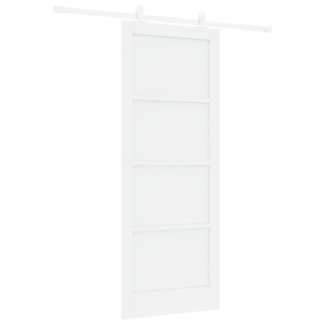 Porta Deslizante  com Conjunto de Hardware Branca 83x211 cm Madeira Maciça de Pinho H
