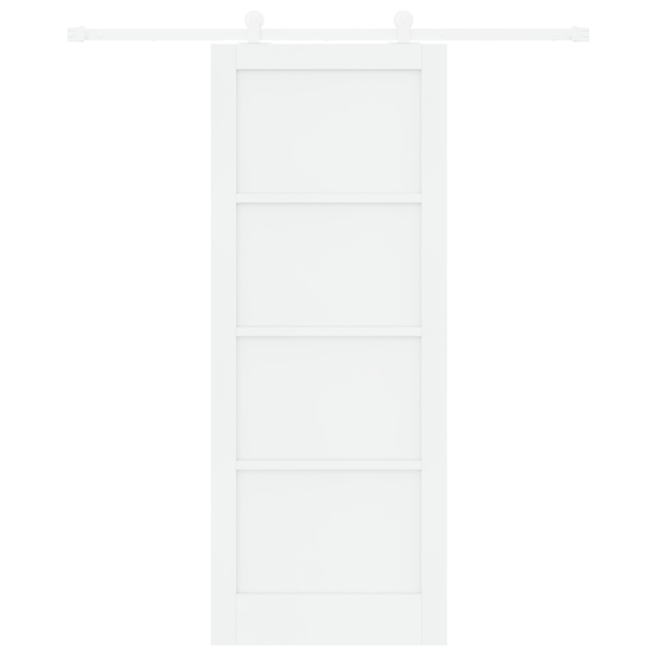 Porta Deslizante  com Conjunto de Hardware Branca 83x211 cm Madeira Maciça de Pinho M 4