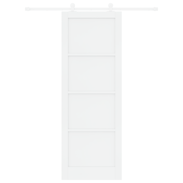 Porta Deslizante  com Conjunto de Ferragens Branca 83x232 cm Madeira Sólida de Pinheiro M 4