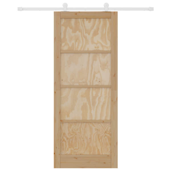 Puerta Corredera  con Juego de Herrajes 86x211 cm Madera Maciza de Pino M 4