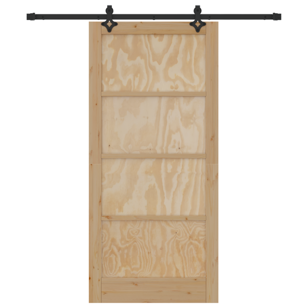 Porta Deslizante  com Conjunto de Ferragens 93x202 cm Madeira Maciça de Pinho M 4