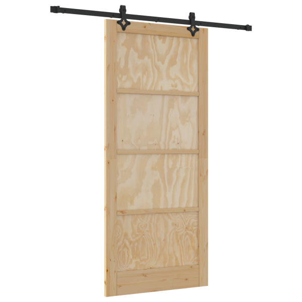 Puerta Deslizante  con Juego de Hardware 93x211 cm Madera Sólida de Pino M 2