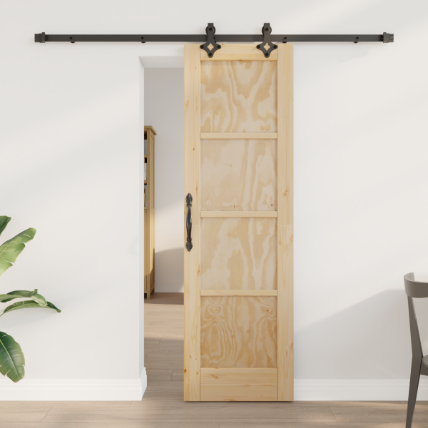 Puerta Deslizante  con Juego de Herrajes 61x198.5 cm Madera Maciza de Pino D