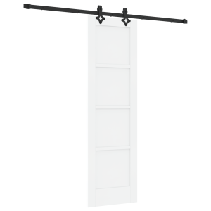 Puerta Deslizante  con Juego de Hardware Blanca 61x198.5 cm Madera Maciza de Pino H