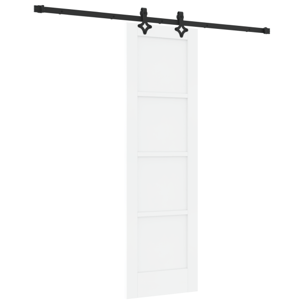 Puerta Deslizante  con Juego de Hardware Blanca 61x198.5 cm Madera Maciza de Pino M 2