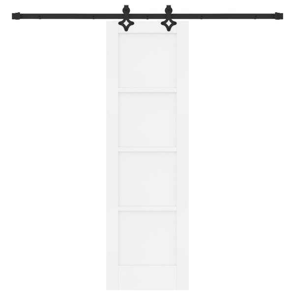 Puerta Deslizante  con Juego de Hardware Blanca 61x198.5 cm Madera Maciza de Pino M 4