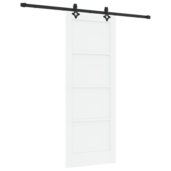 Puerta Deslizante  con Juego de Accesorios Blanca 78x202 cm Madera Maciza de Pino M 2