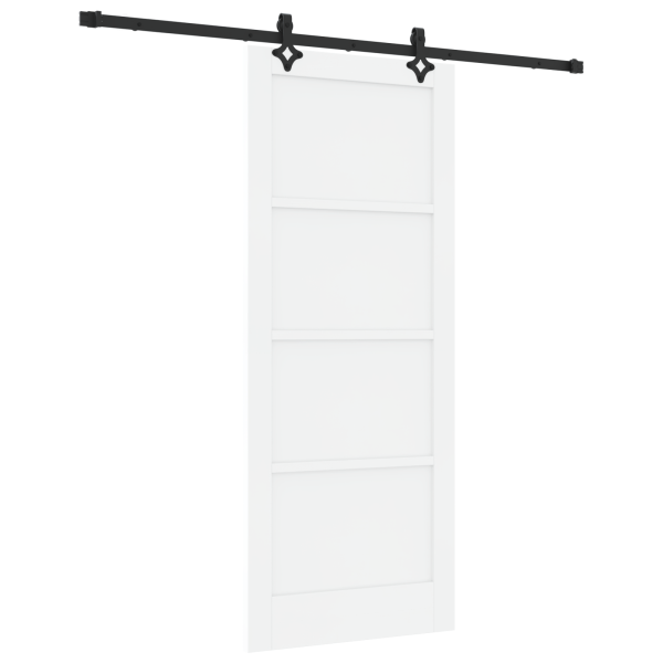 Porta Deslizante  com Conjunto de Hardware Branco 83x202 cm Madeira Sólida Pinho M 2