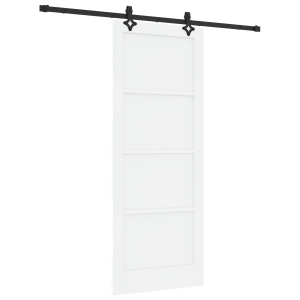 Puerta Deslizante  con Juego de Hardware Blanca 83x211 cm de Madera Maciza de Pino H