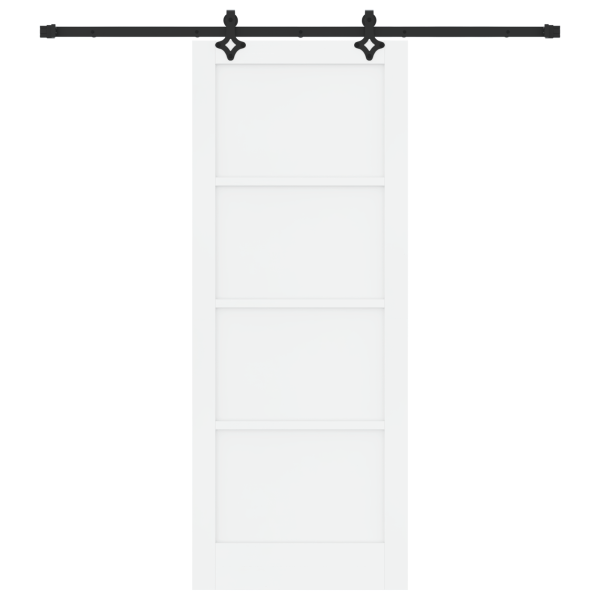 Puerta Deslizante  con Juego de Hardware Blanca 83x211 cm de Madera Maciza de Pino M 4