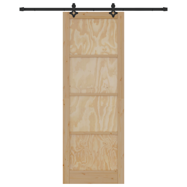 Puerta Corrediza  con Juego de Herrajes 83x232 cm Madera Sólida de Pino M 4
