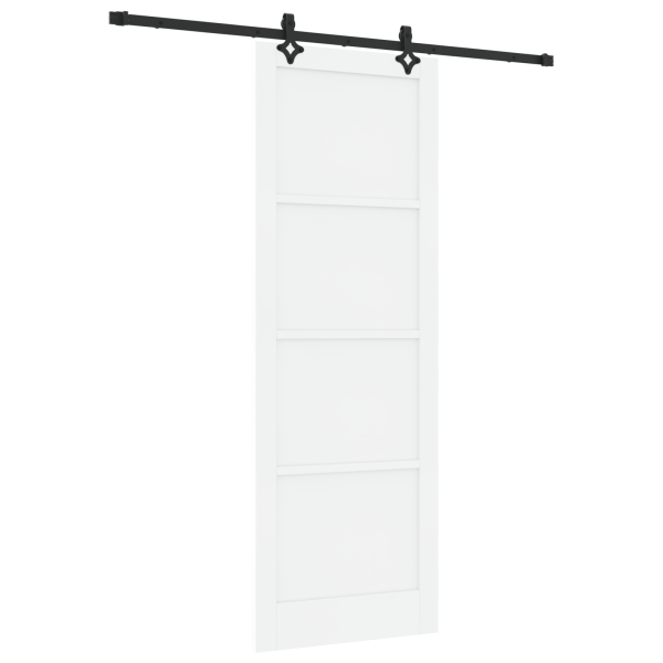 Puerta Deslizante  con Juego de Hardware Blanca 83x232 cm Madera Sólida de Pino M 2