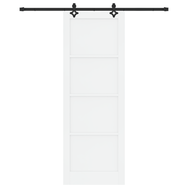 Porta Deslizante  com Conjunto de Ferragens Branca 83x232 cm Madeira Sólida de Pinho M 4