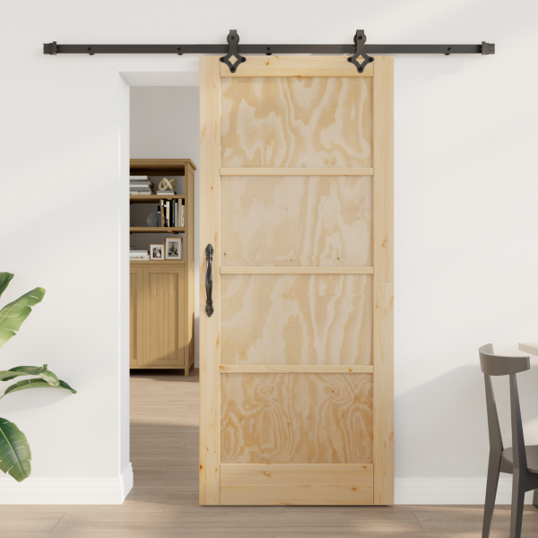 Puerta Deslizante  con Juego de Hardware 86x198.5 cm de Madera Sólida de Pino D