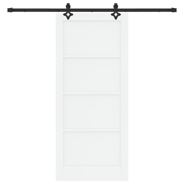 Puerta Deslizante  con Juego de Hardware Blanca 86x198.5 cm Madera de Pino Sólida M 4