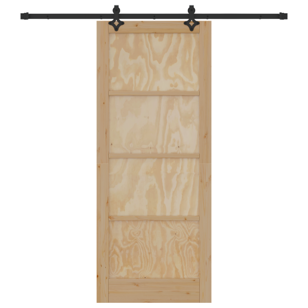 Puerta Deslizante  con Juego de Hardware 86x211 cm de Madera Sólida de Pino M 4