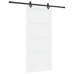 Puerta Deslizante  con Juego de Herrajes Blanca 93x202 cm Madera maciza de Pino H