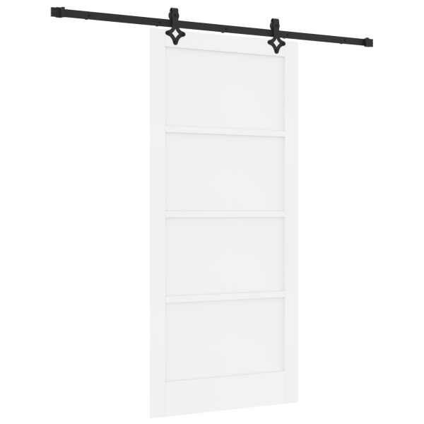 Puerta Deslizante  con Juego de Herrajes Blanca 93x202 cm Madera maciza de Pino M 2