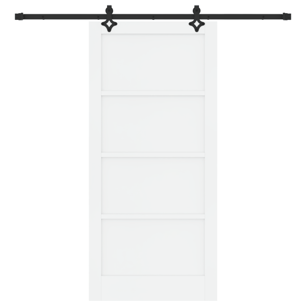 Porta Deslizante  com Conjunto de Ferragens Branca 93x202 cm Madeira Sólida de Pinho M 4