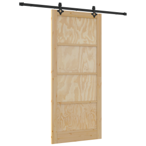 Puerta Deslizante  con Juego de Herrajes 93x211 cm Madera Maciza de Pino H