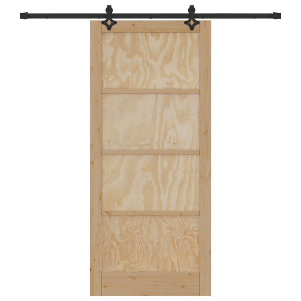 Puerta Deslizante  con Juego de Herrajes 93x211 cm Madera Maciza de Pino M 4