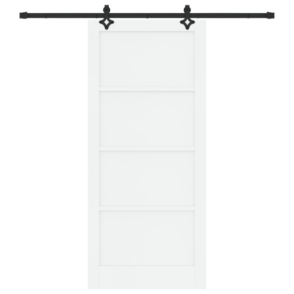 Porta Deslizante  com Conjunto de Ferragens Branca 93x211 cm Madeira Sólida de Pinho M 4