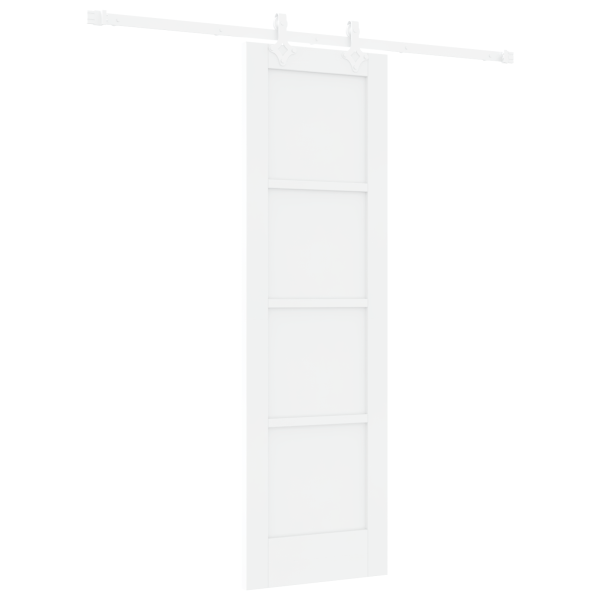 Puerta Deslizante  con Juego de Herrajes Blanca 61x198.5 cm Madera Maciza de Pino M 2