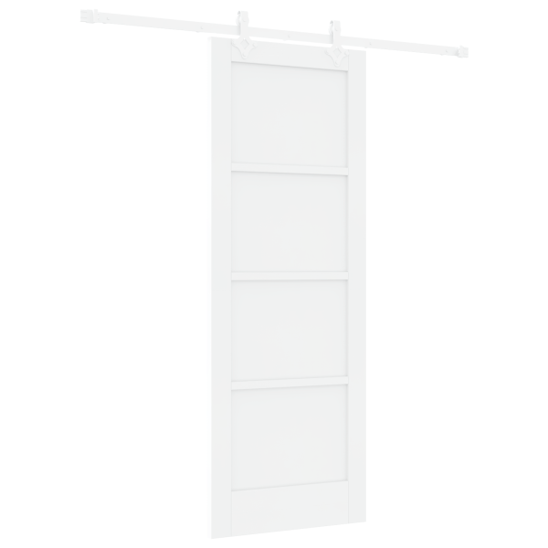 Puerta Deslizante  con Set de Ferretería Blanca 73.5x198.5 cm Madera Sólida de Pino M 2